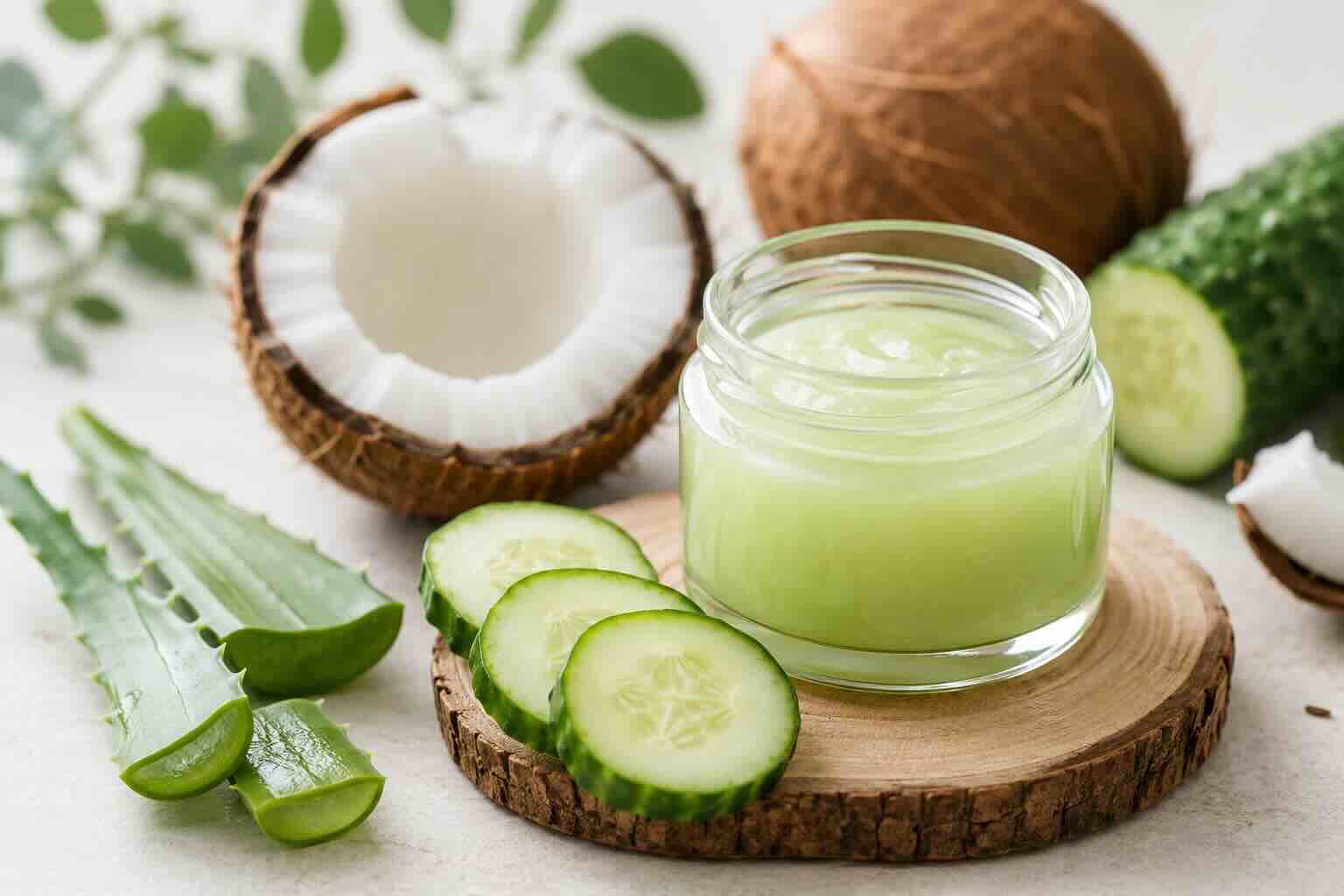 DIY Augengel mit Kokosöl und Gurke