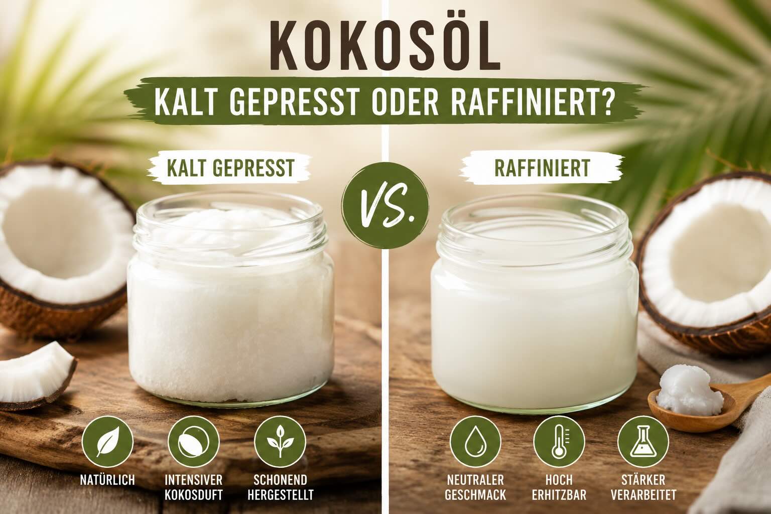 Kokosöl kalt gepresst oder raffiniert